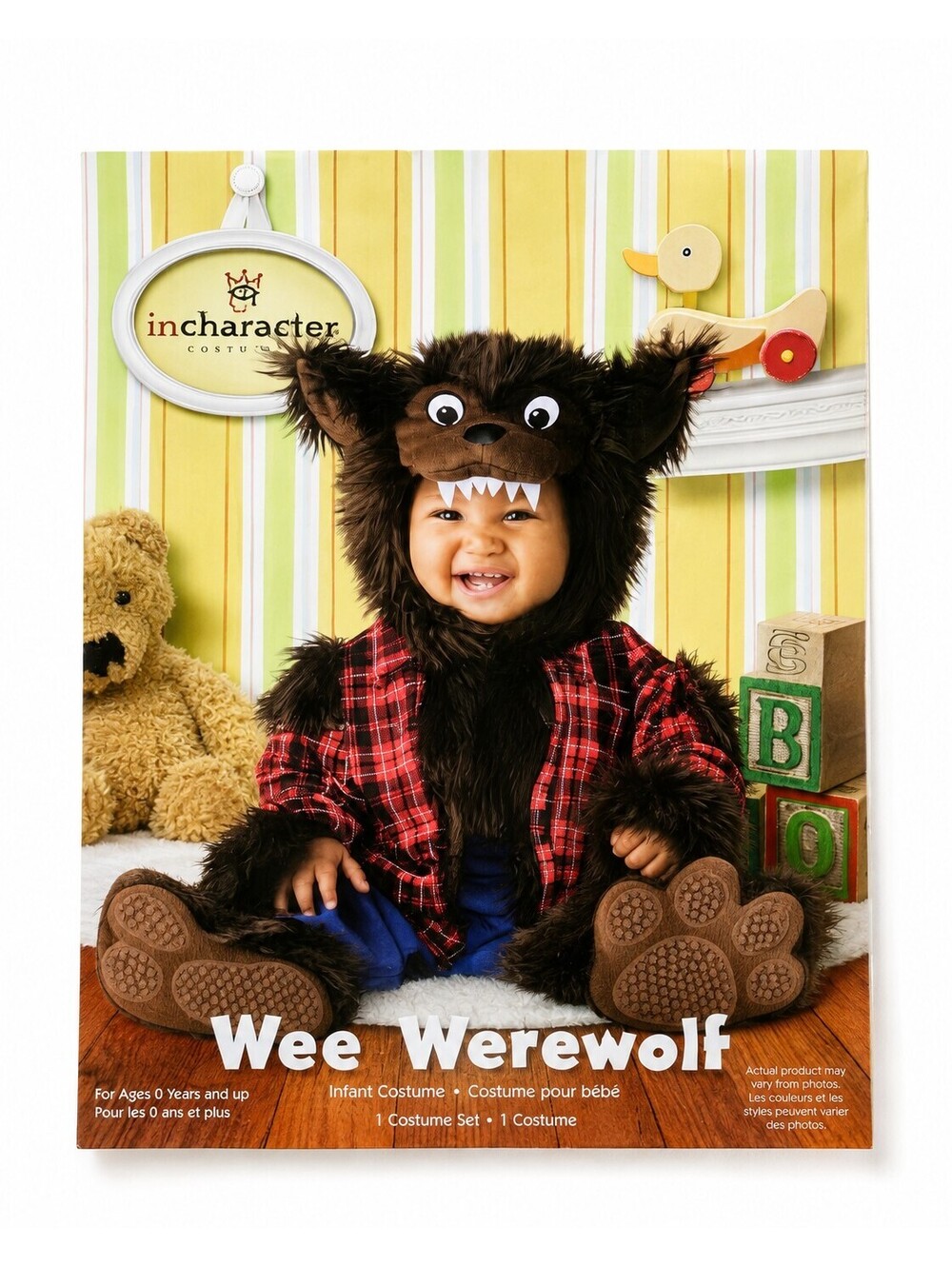 InCharacter Wee Werewolf Infant Baby Costume XS 0-6 Months Plaid Halloween